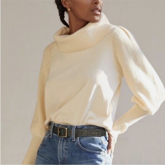 Anthropologie Sweaters - Anthropologie Dolan Left Coast Mixed Media Cowl Neck Cream Sweater M